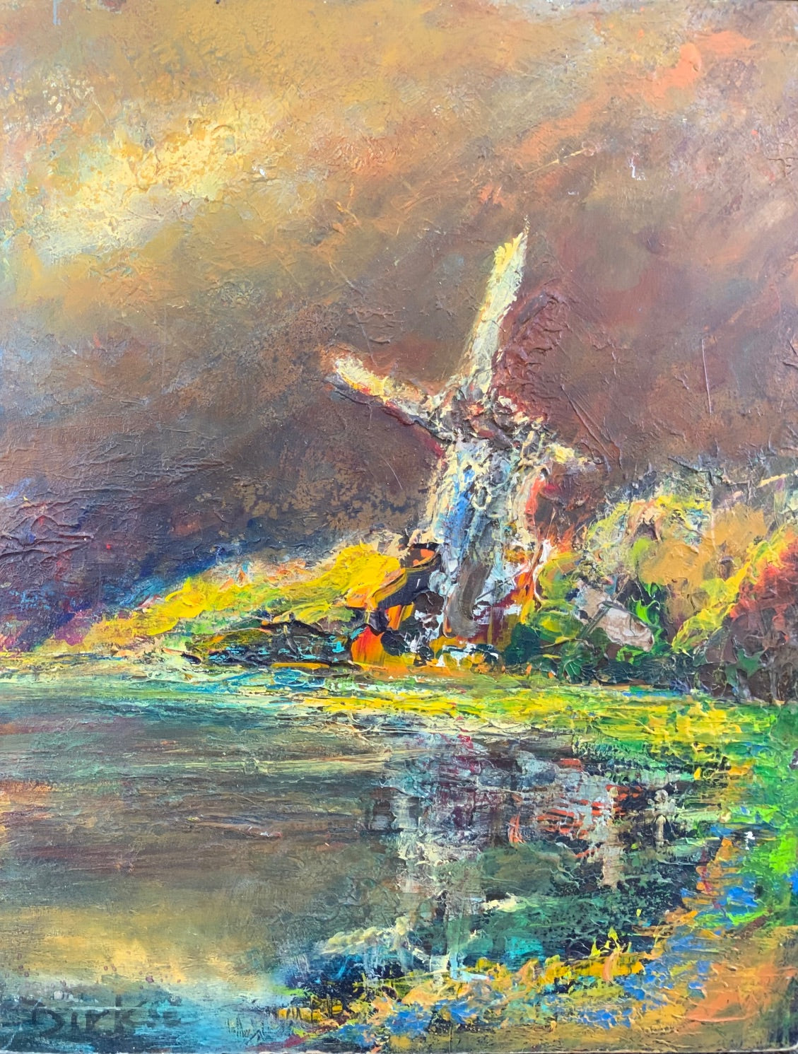Eigentijdse windmolen 42x55cm