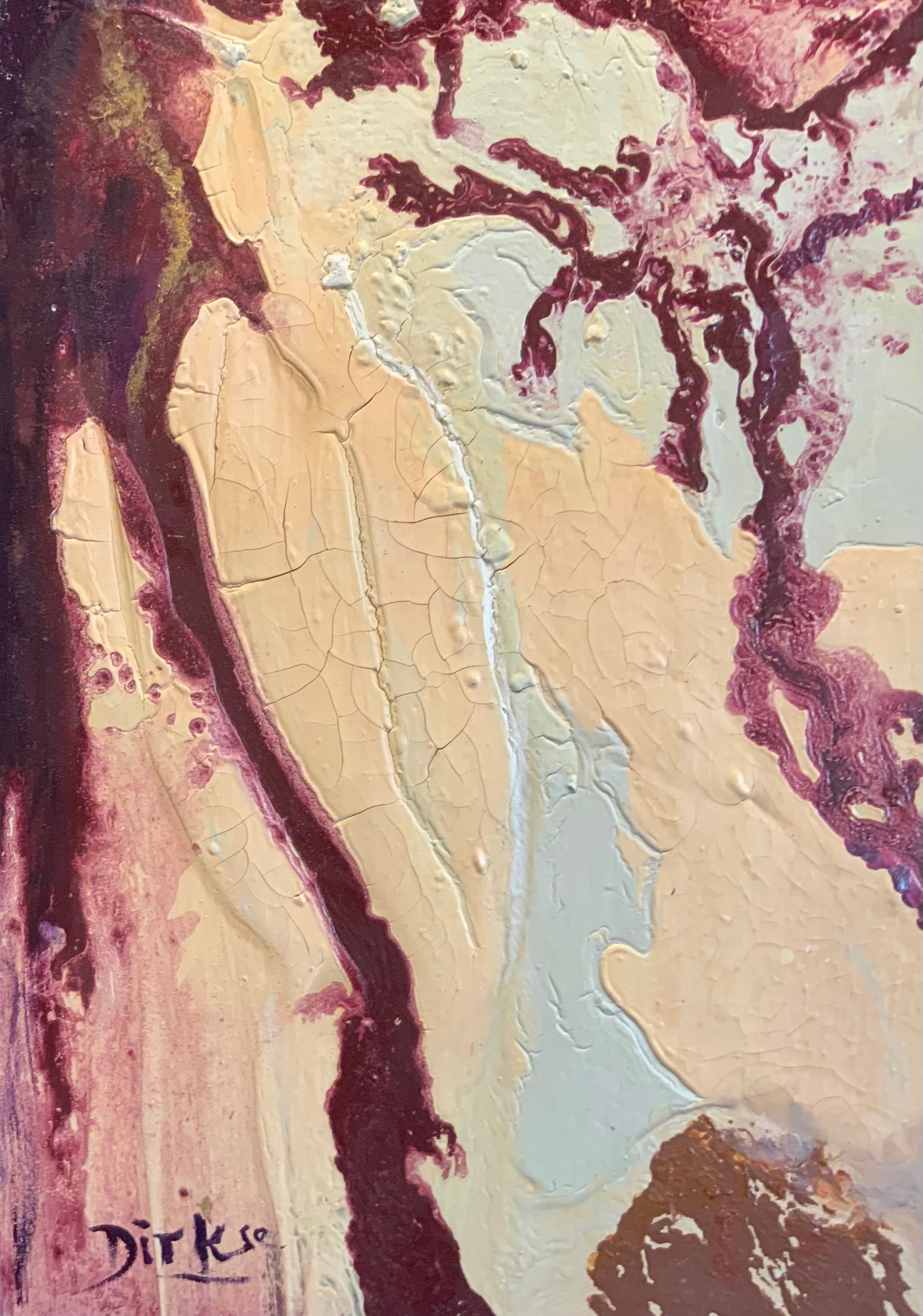 Craquelé en de dunne witte lijn 62x85cm