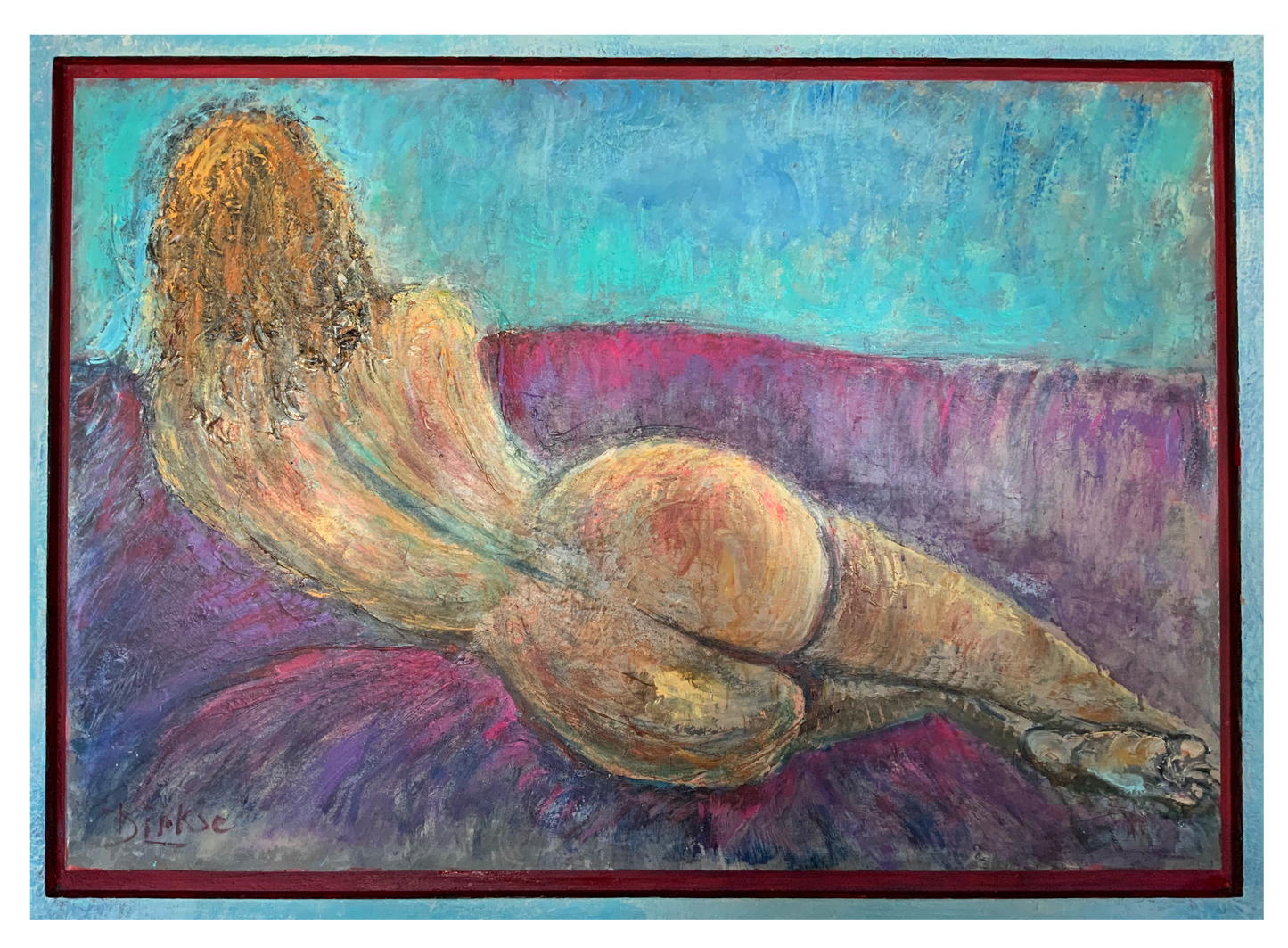 Dame op de bank 130x95x3,5cm