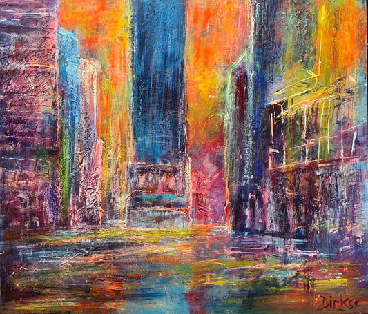 Downtown blues in 50x50cm in MC silk 130 g/m2 paper