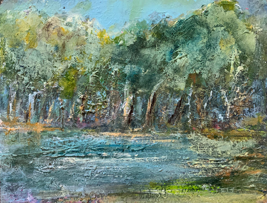 Tree line in shimmering light 40x50cm